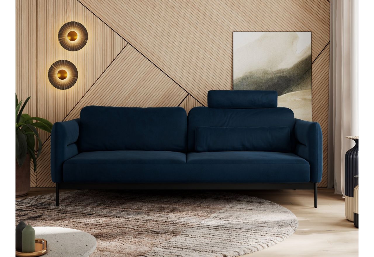 Sofa SALENTO - ciemnoniebieski, welwet