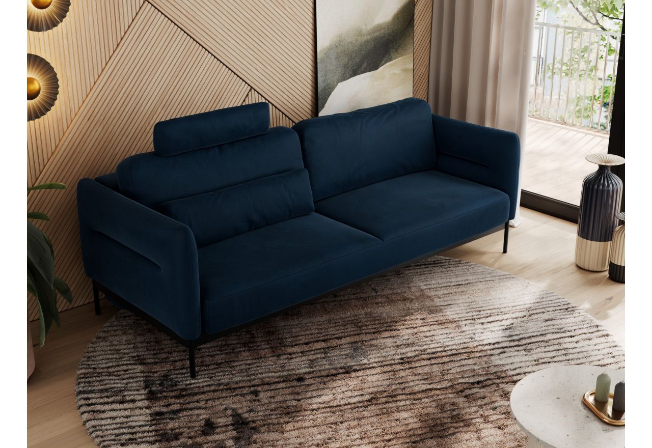 Sofa SALENTO - ciemnoniebieski, welwet
