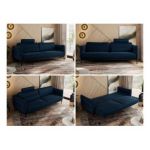 Sofa SALENTO - ciemnoniebieski, welwet