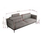 Sofa SALENTO - jasnoszary, welwet