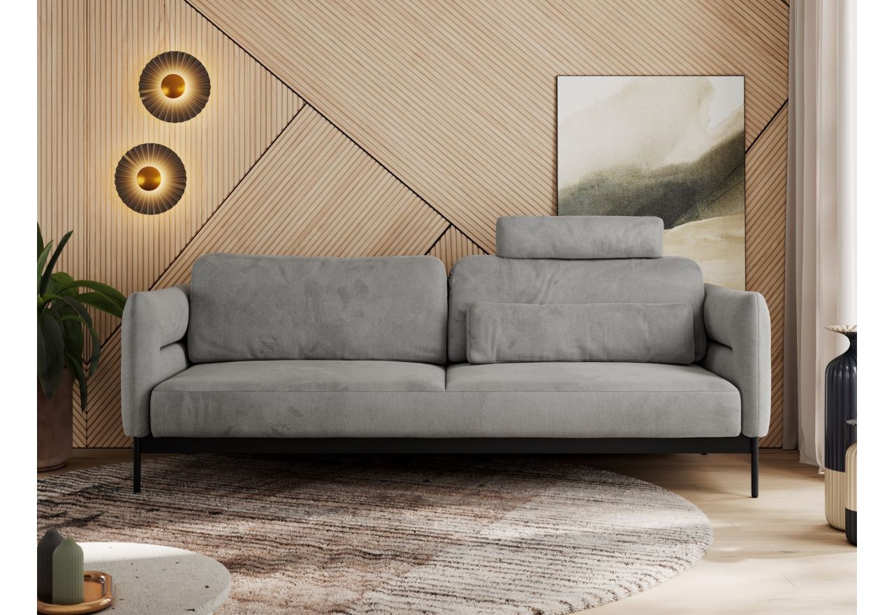 Sofa SALENTO - jasnoszary, welwet