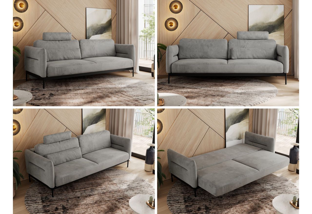 Sofa SALENTO - jasnoszary, welwet