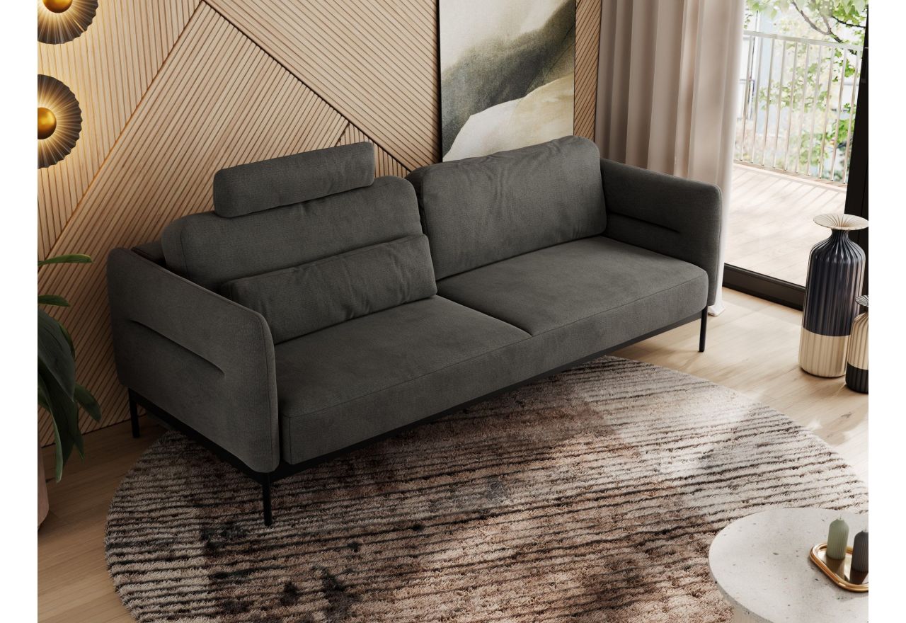 Sofa SALENTO - ciemnoszary, welwet