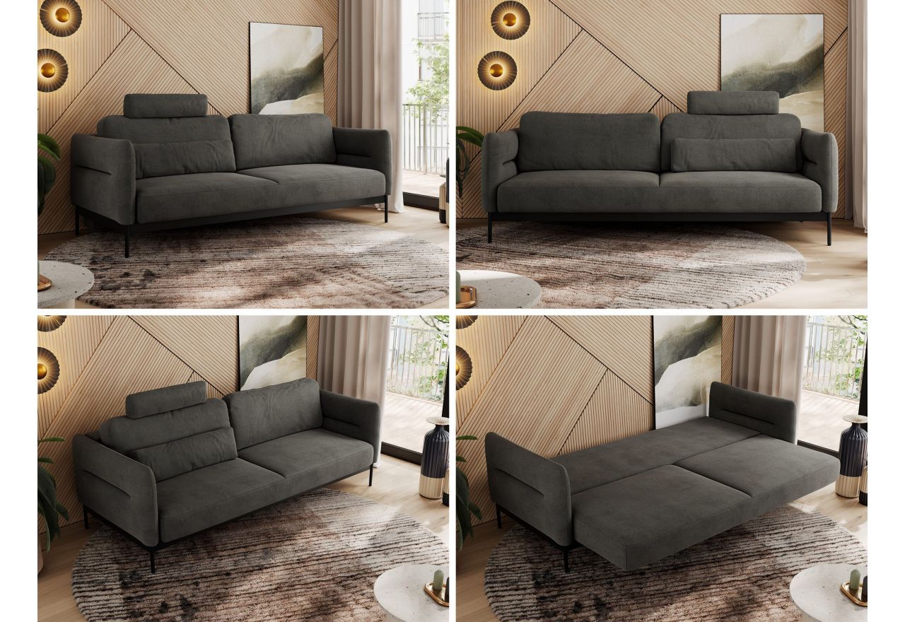 Sofa SALENTO - ciemnoszary, welwet