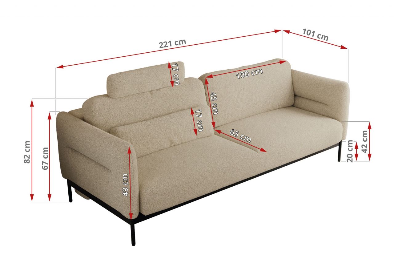 Sofa SALENTO - beżowy, boucle