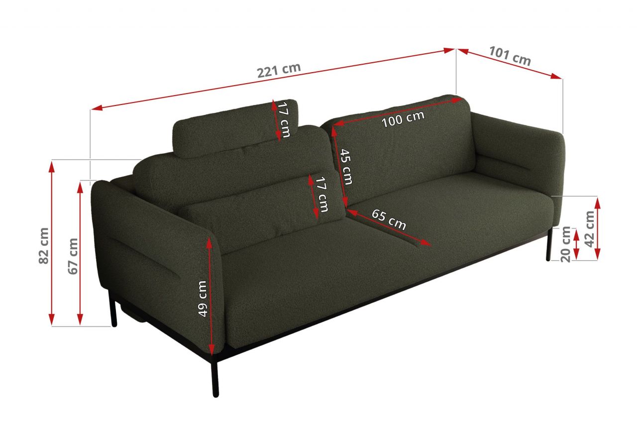 Sofa SALENTO - ciemnozielony, boucle