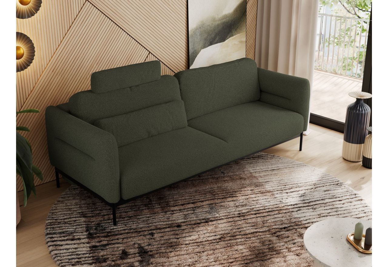 Sofa SALENTO - ciemnozielony, boucle
