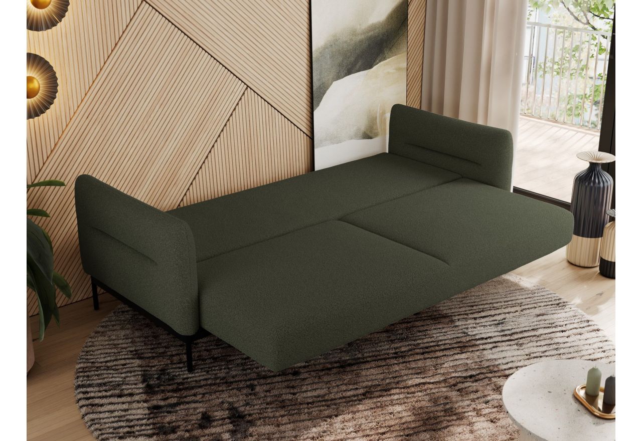 Sofa SALENTO - ciemnozielony, boucle