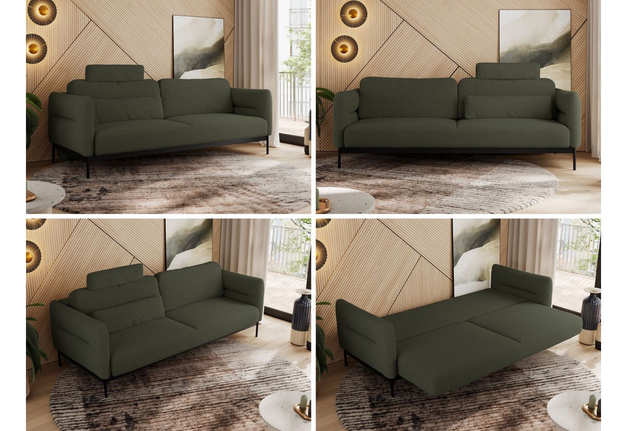 Sofa SALENTO - ciemnozielony, boucle