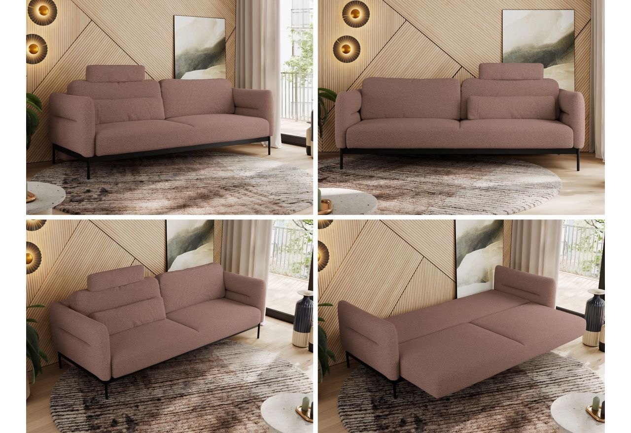 Sofa SALENTO - różowy, boucle