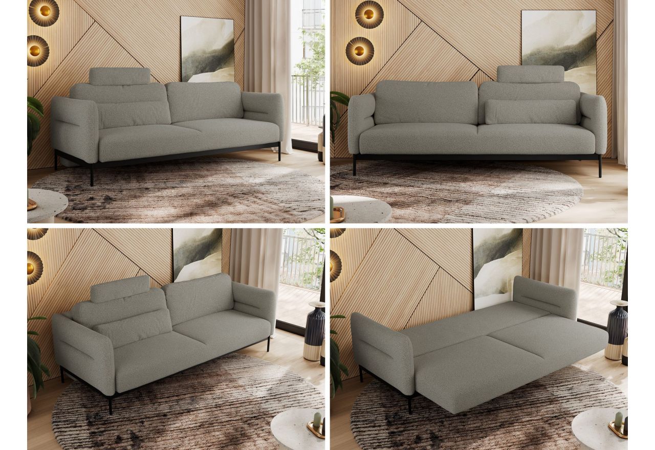 Sofa SALENTO - szary, boucle