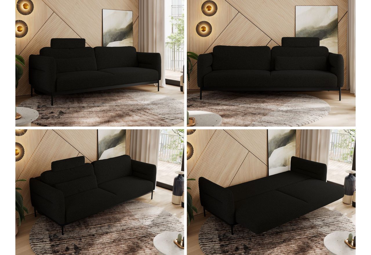 Sofa SALENTO - czarny, boucle