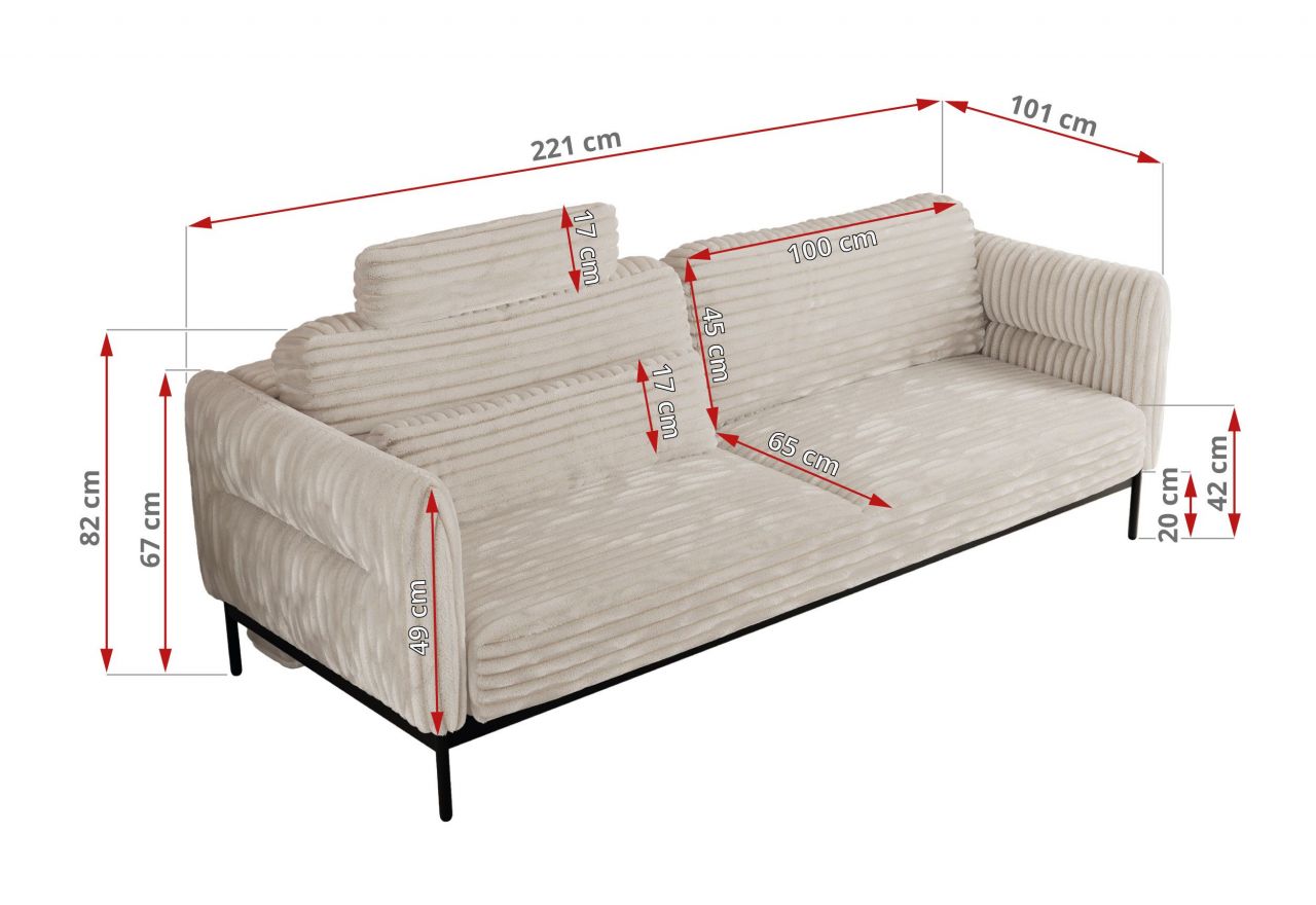 Sofa SALENTO - beżowy, sztruks