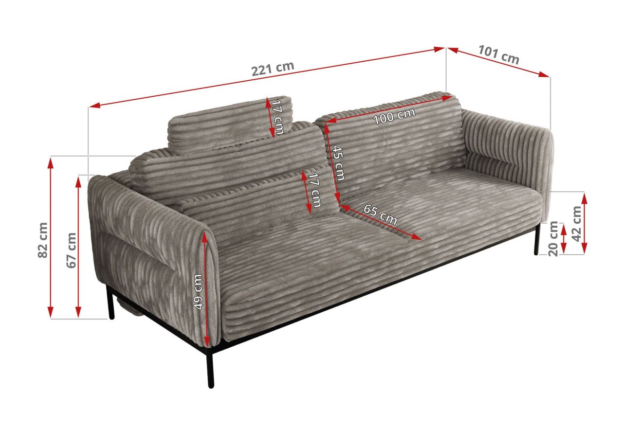 Sofa SALENTO - jasnobrązowy, sztruks