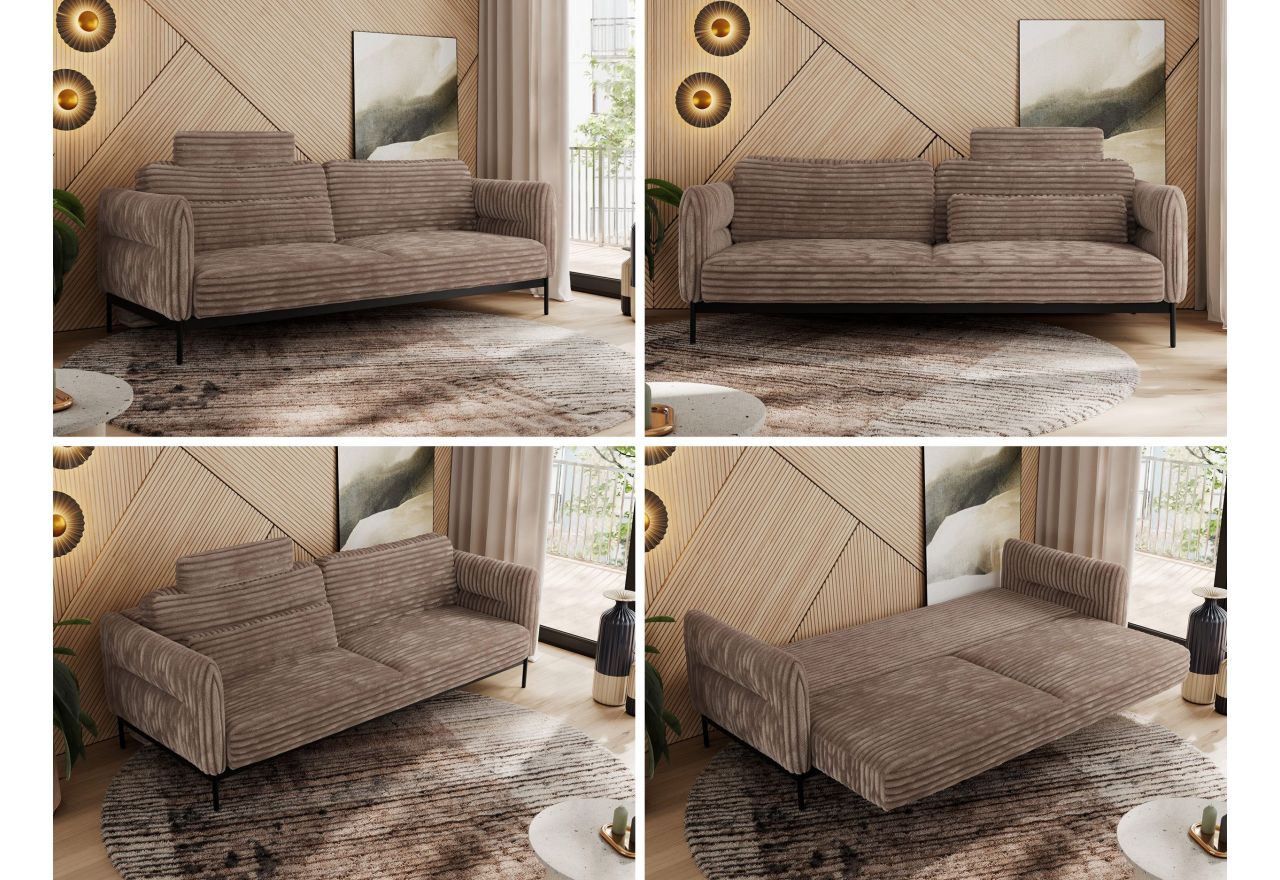 Sofa SALENTO - brązowy, sztruks