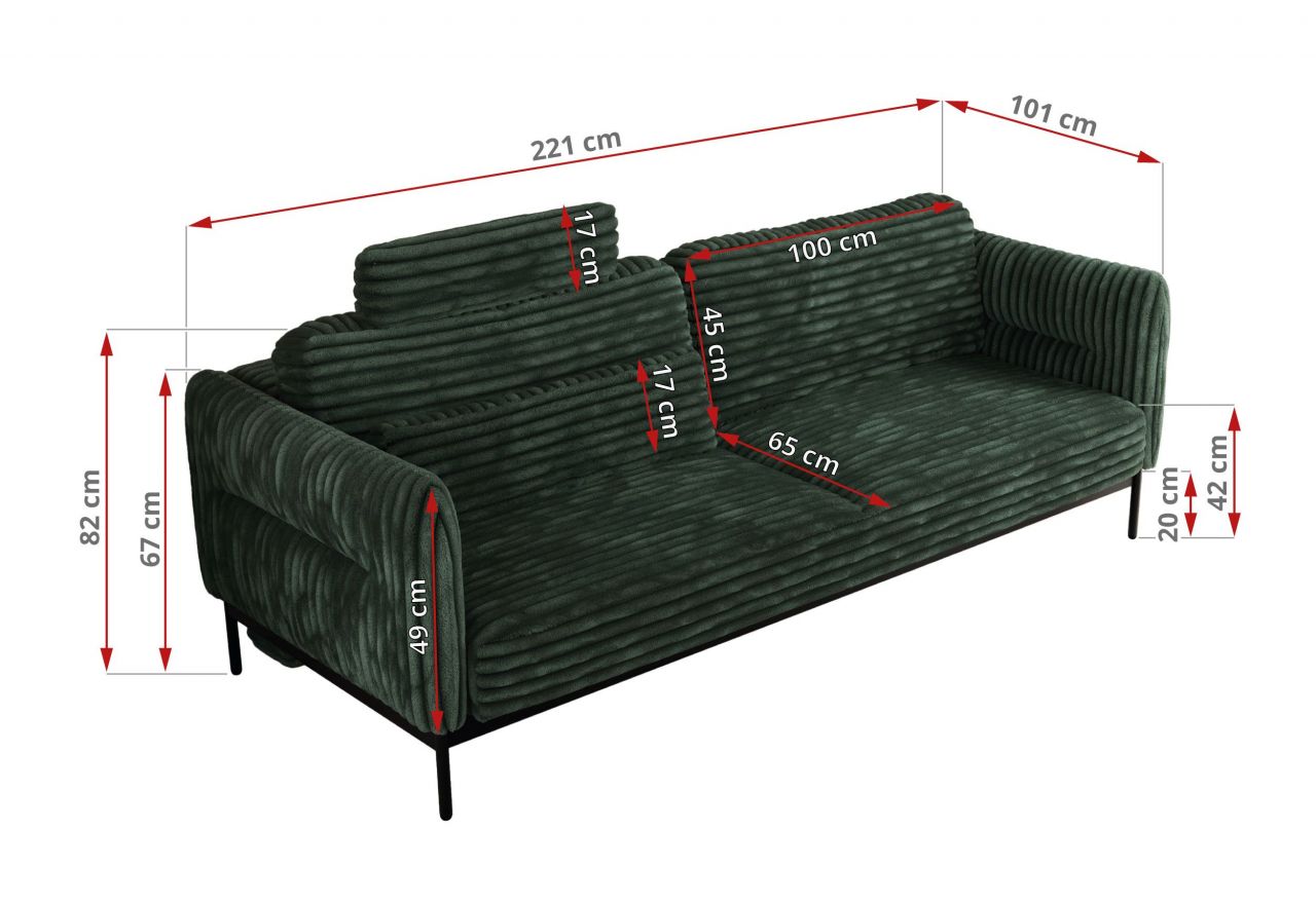 Sofa SALENTO - ciemnozielony, sztruks