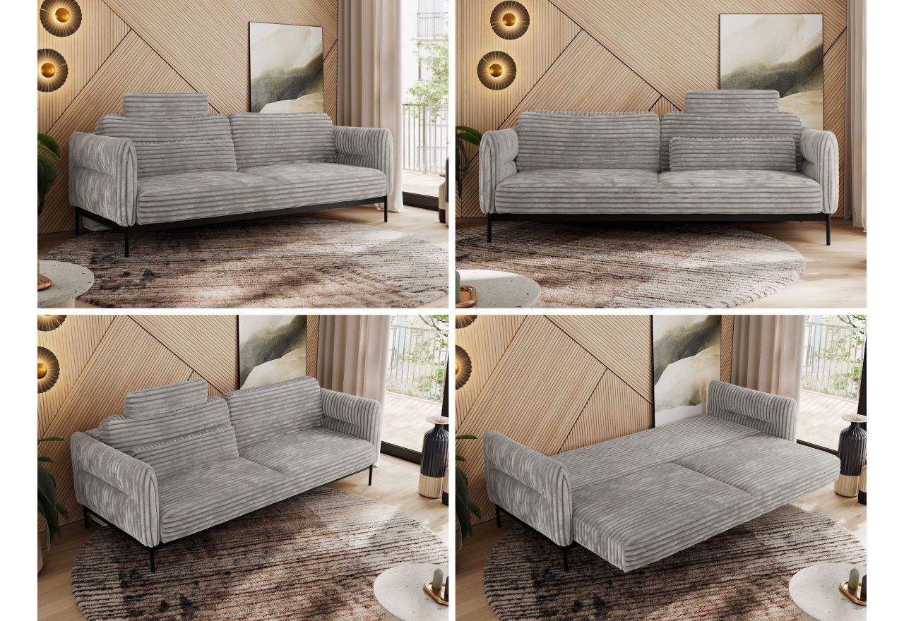 Sofa SALENTO - jasnoszary, sztruks