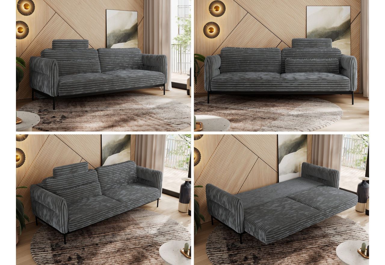 Sofa SALENTO - szary, sztruks