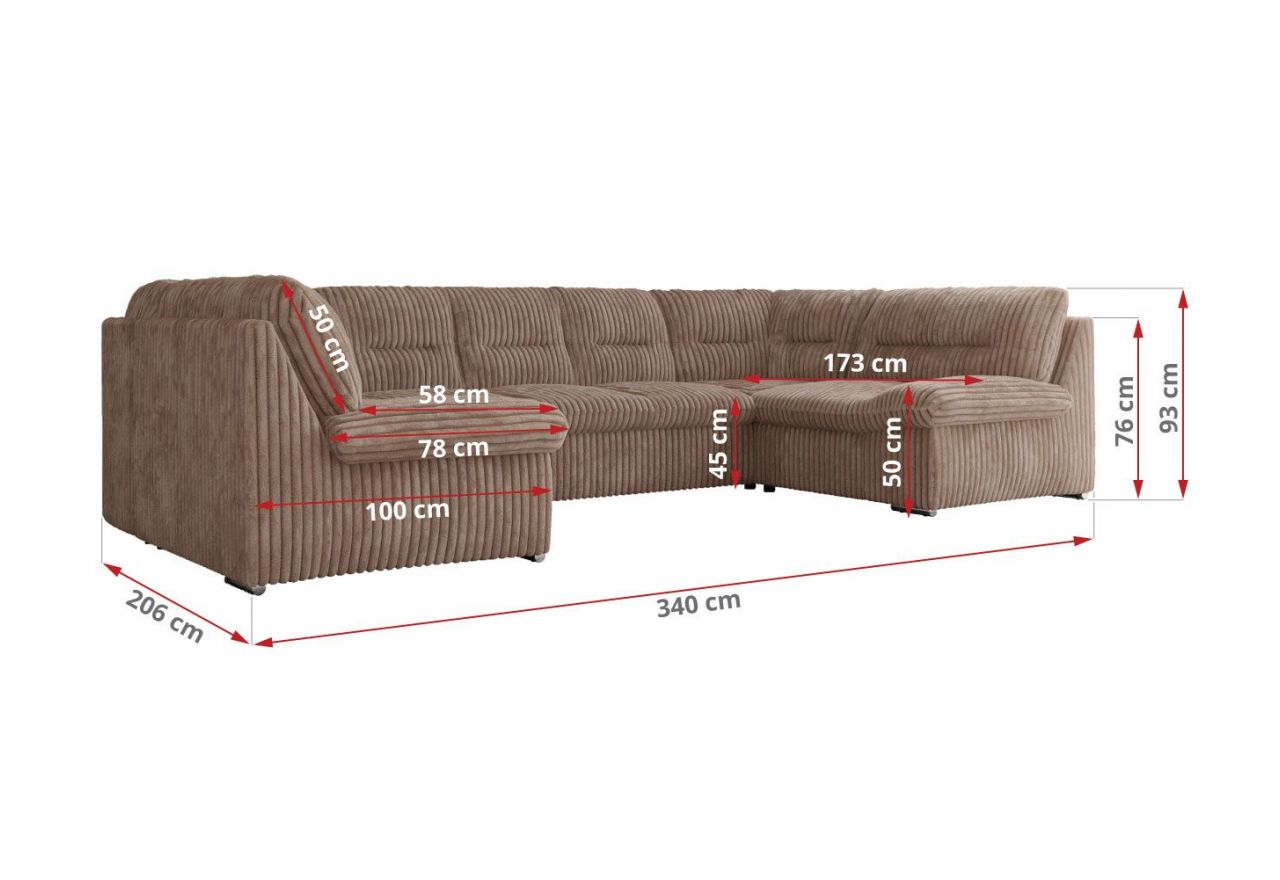 Narożnik COMODO U - Tilia 17 - brązowy - OUTLETU