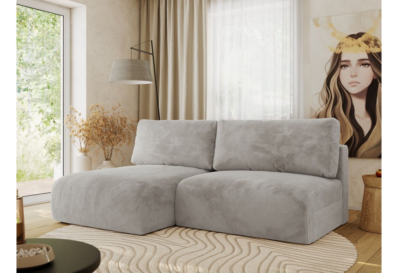 Narożnik VIVO L - strona lewa - jasnoszary, plusz