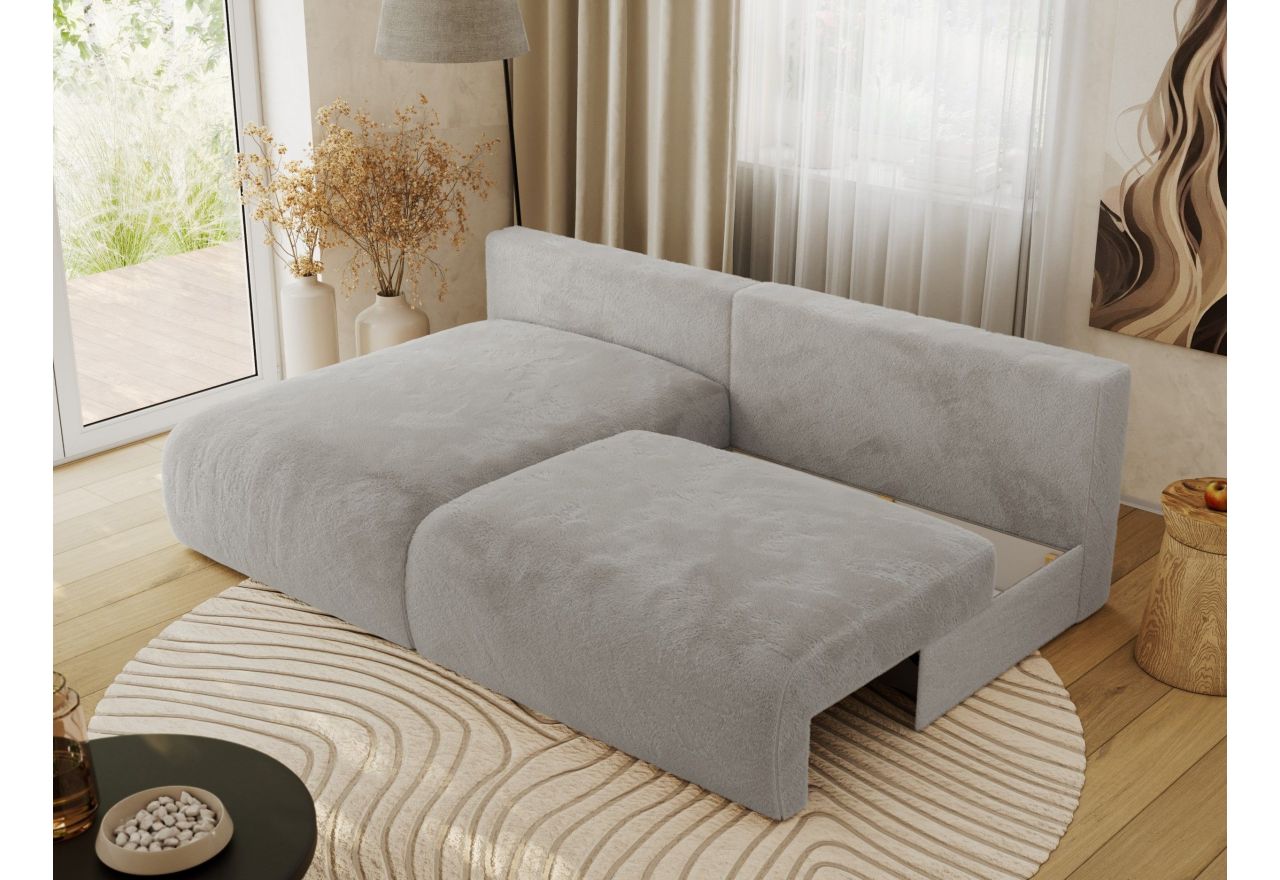 Narożnik VIVO L - strona lewa - jasnoszary, plusz