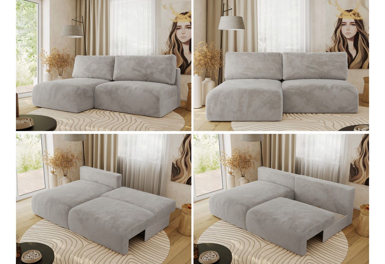 Narożnik VIVO L - strona lewa - jasnoszary, plusz