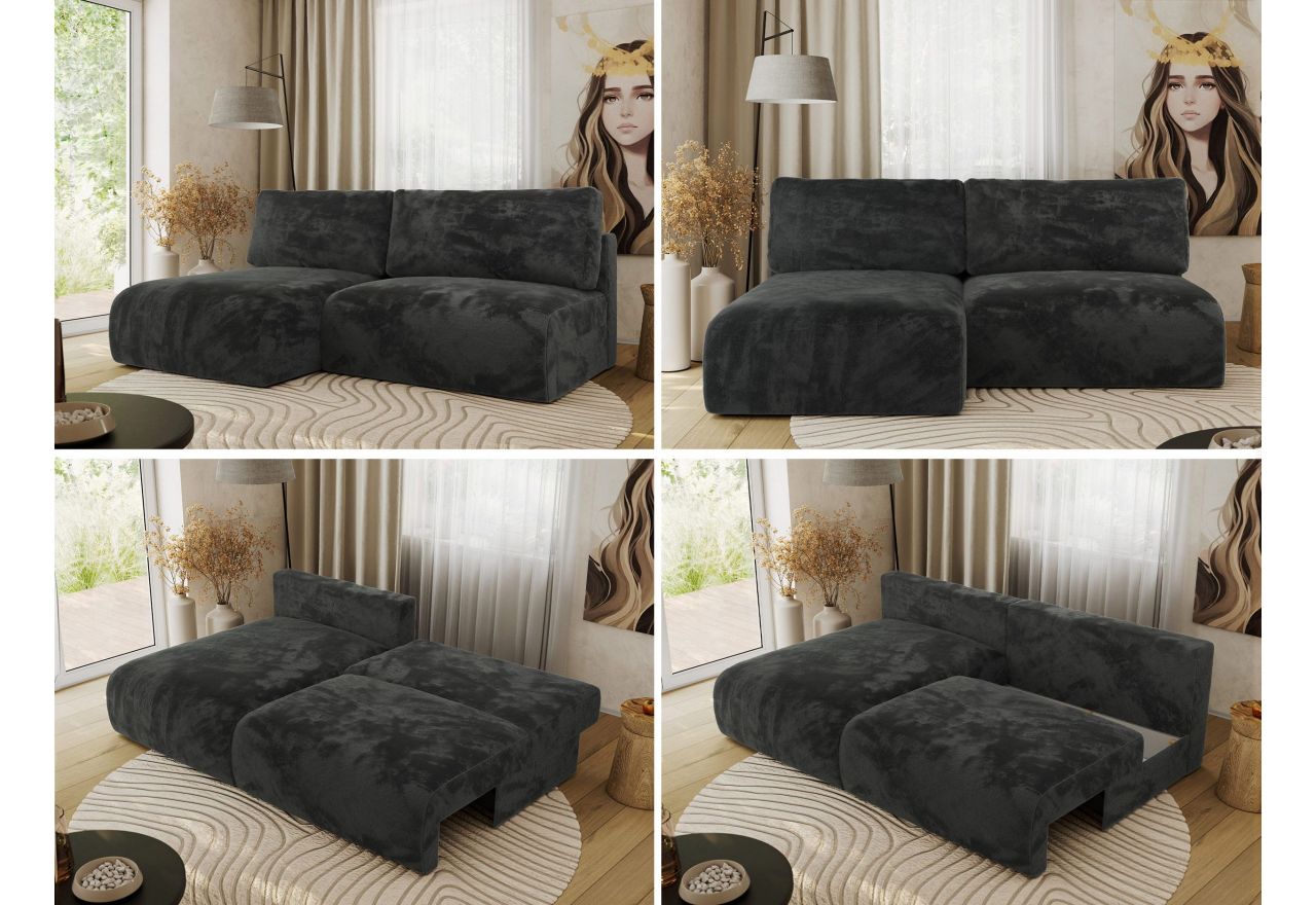 Narożnik VIVO L - strona lewa - ciemnoszary, plusz