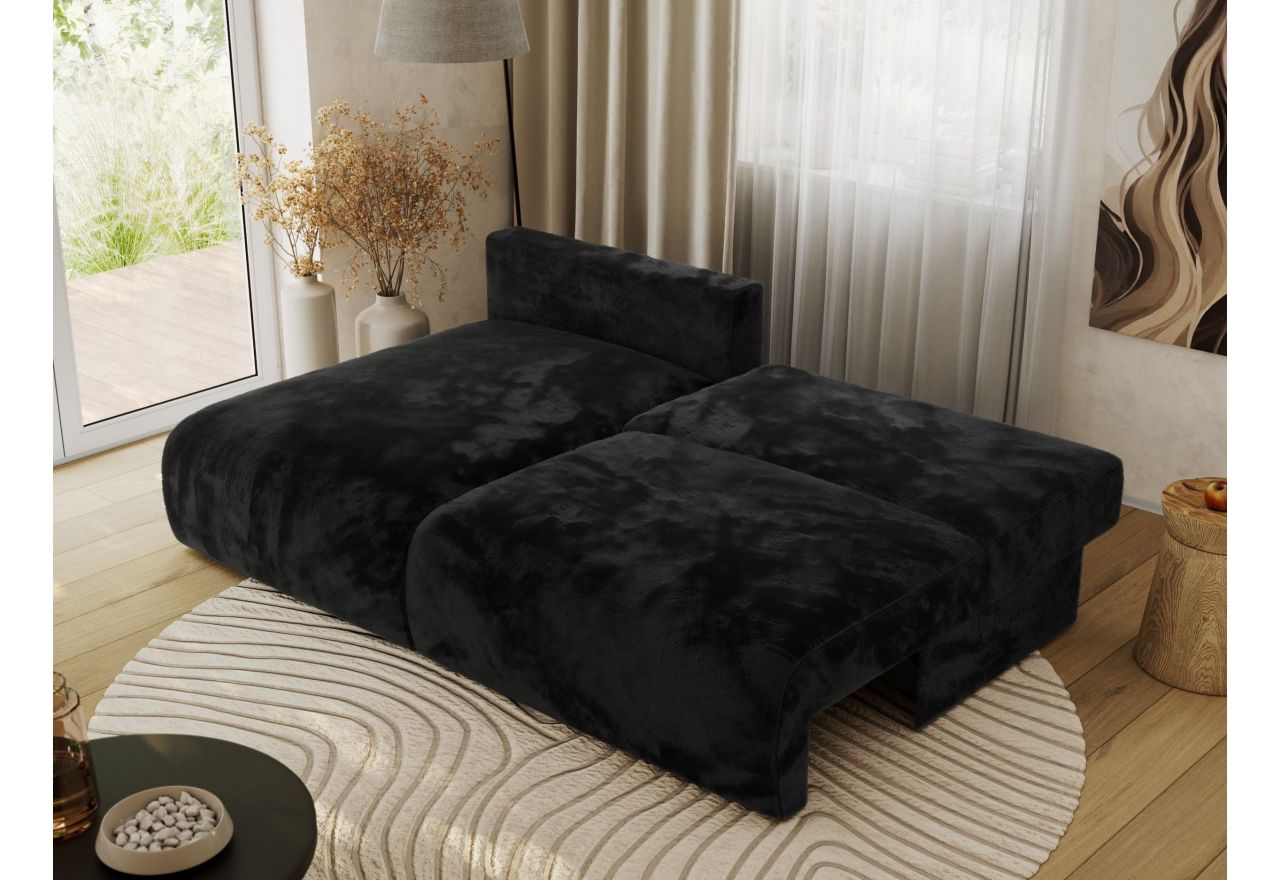 Narożnik VIVO L - strona lewa - czarny, plusz