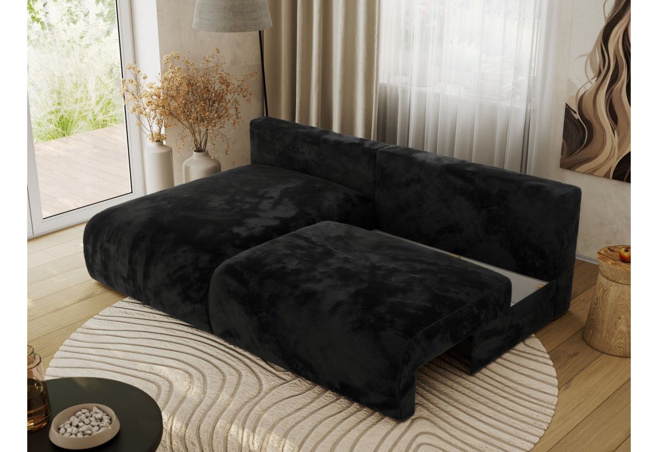 Narożnik VIVO L - strona lewa - czarny, plusz