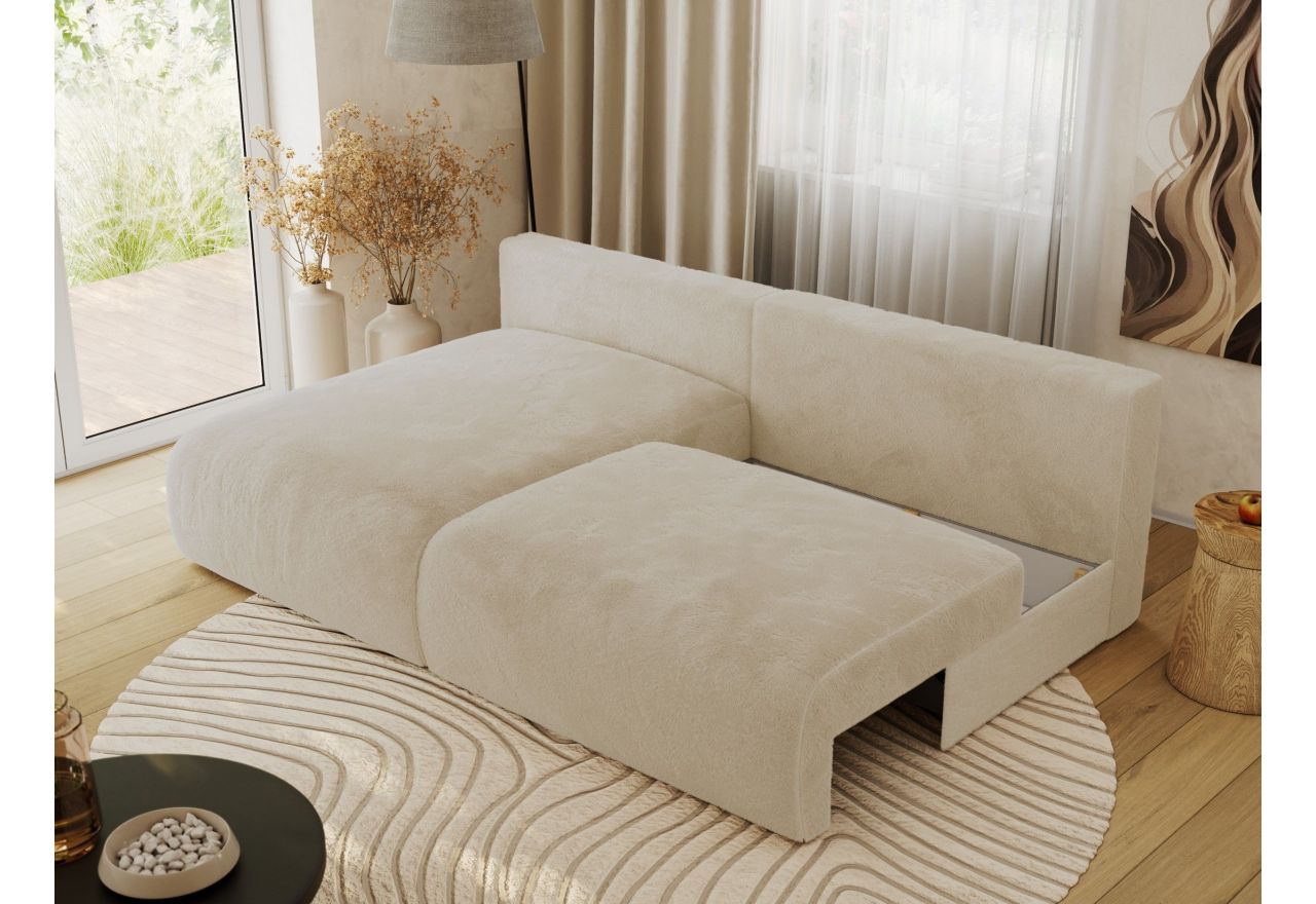 Narożnik VIVO L - strona lewa - kremowy, plusz