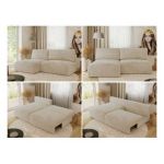 Narożnik VIVO L - strona lewa - kremowy, plusz