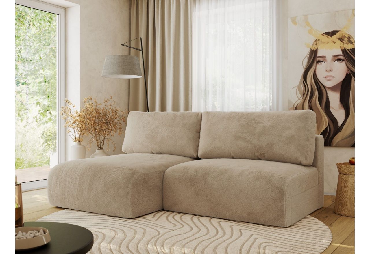 Narożnik VIVO L - strona lewa - beżowy, plusz