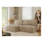 Narożnik VIVO L - strona lewa - beżowy, plusz