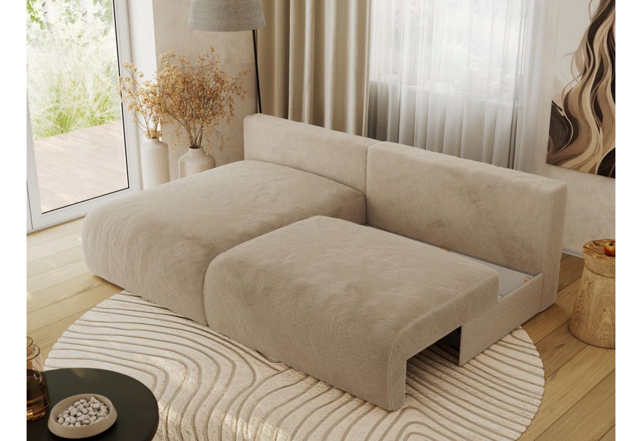 Narożnik VIVO L - strona lewa - beżowy, plusz