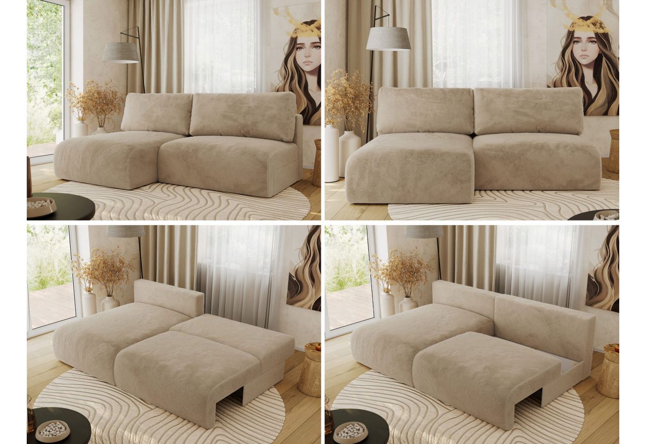 Narożnik VIVO L - strona lewa - beżowy, plusz