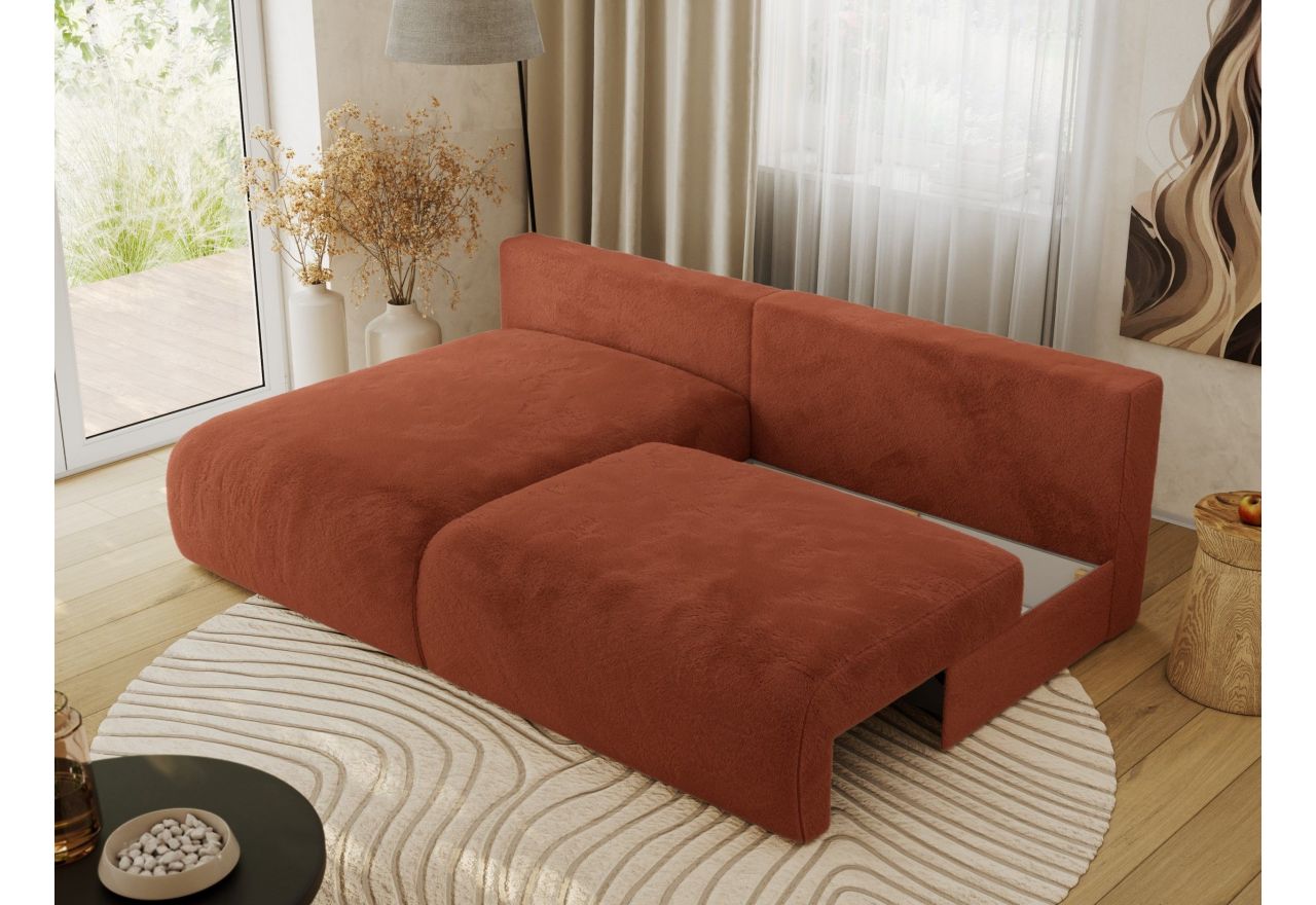 Narożnik VIVO L - strona lewa - pomarańczowy, plusz