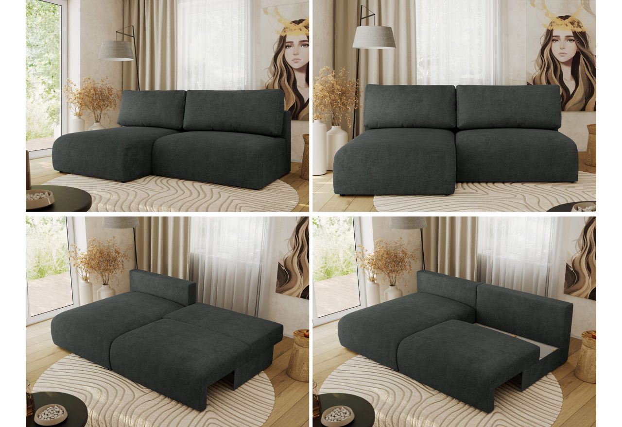 Narożnik VIVO L - strona lewa - ciemnoszary, struktura