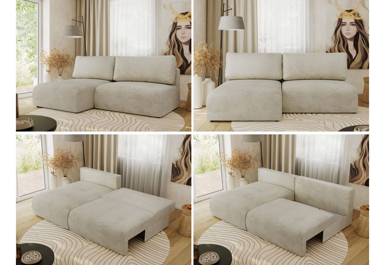 Narożnik VIVO L - strona lewa - beżowy, welvet