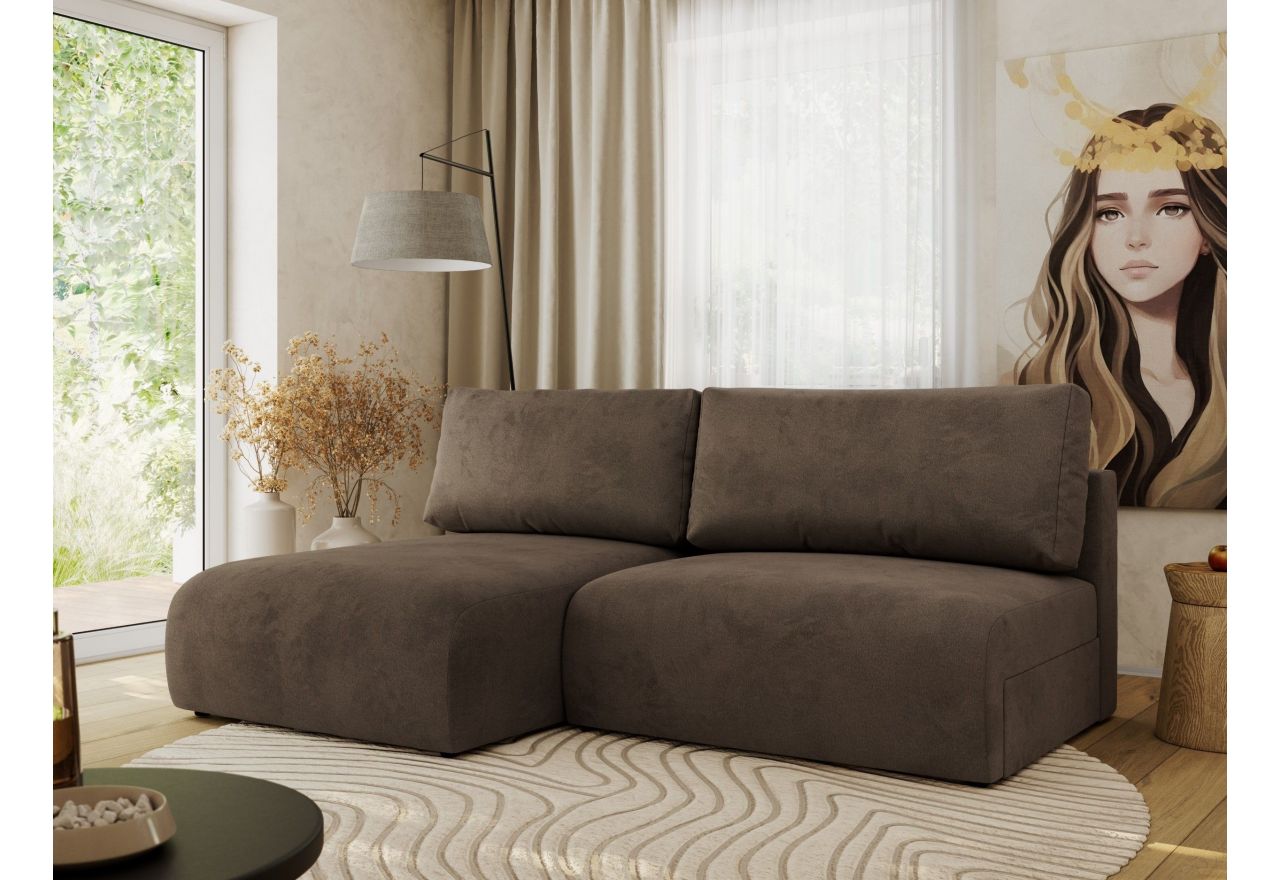 Narożnik VIVO L - strona lewa - brązowy, welvet