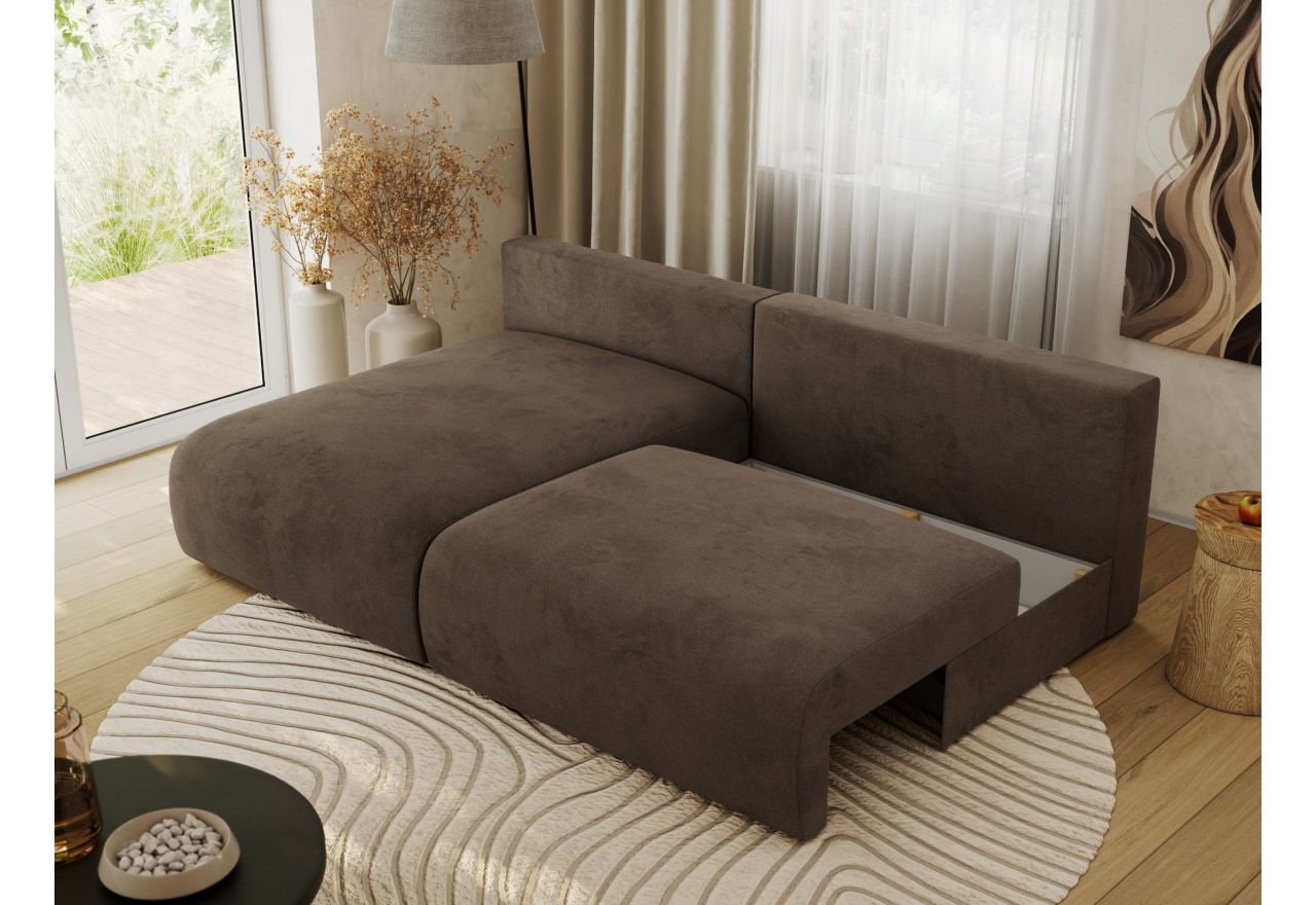 Narożnik VIVO L - strona lewa - brązowy, welvet