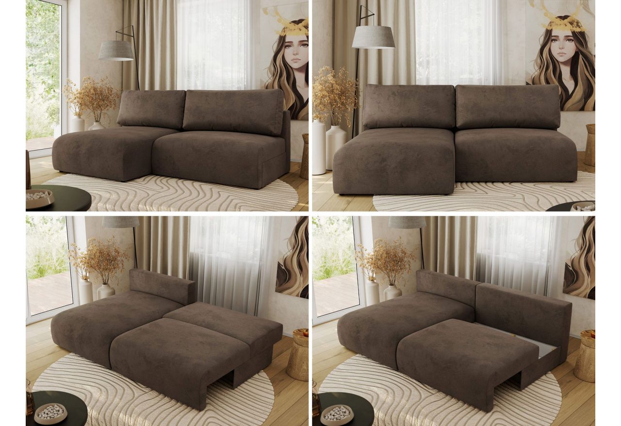 Narożnik VIVO L - strona lewa - brązowy, welvet