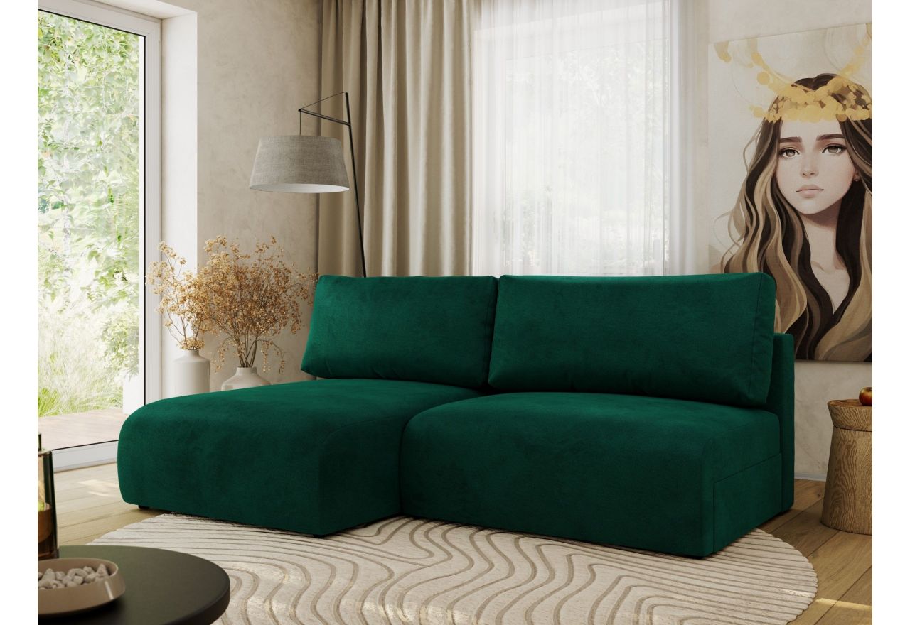 Narożnik VIVO L - strona lewa - ciemnozielony, welvet