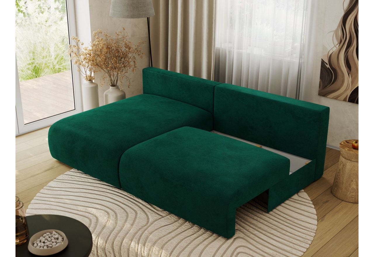 Narożnik VIVO L - strona lewa - ciemnozielony, welvet