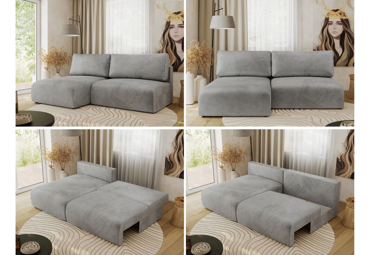 Narożnik VIVO L - strona lewa - jasnoszary, welvet