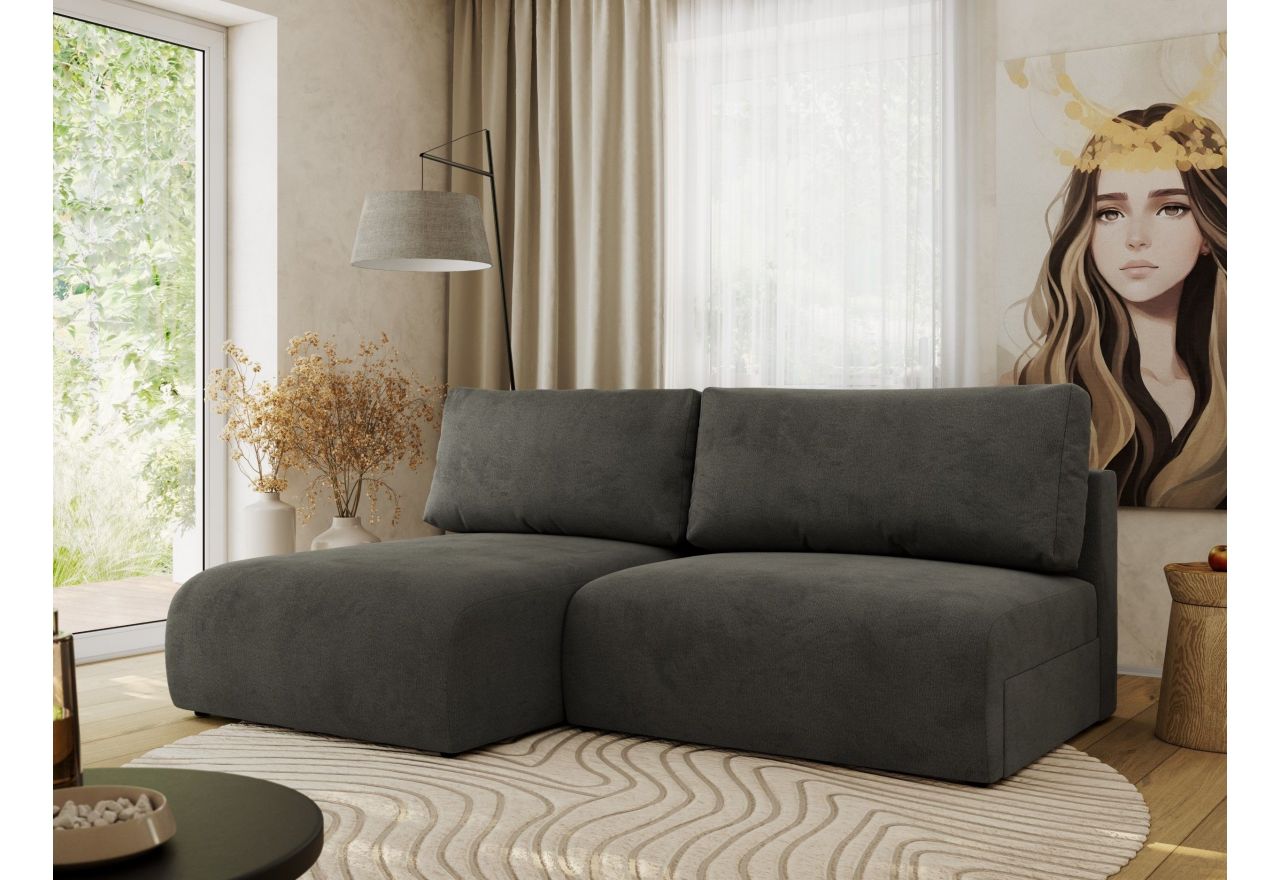 Narożnik VIVO L - strona lewa - ciemnoszary, welvet