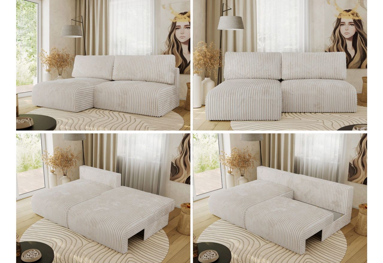 Narożnik VIVO L - strona lewa - kremowy, sztruks