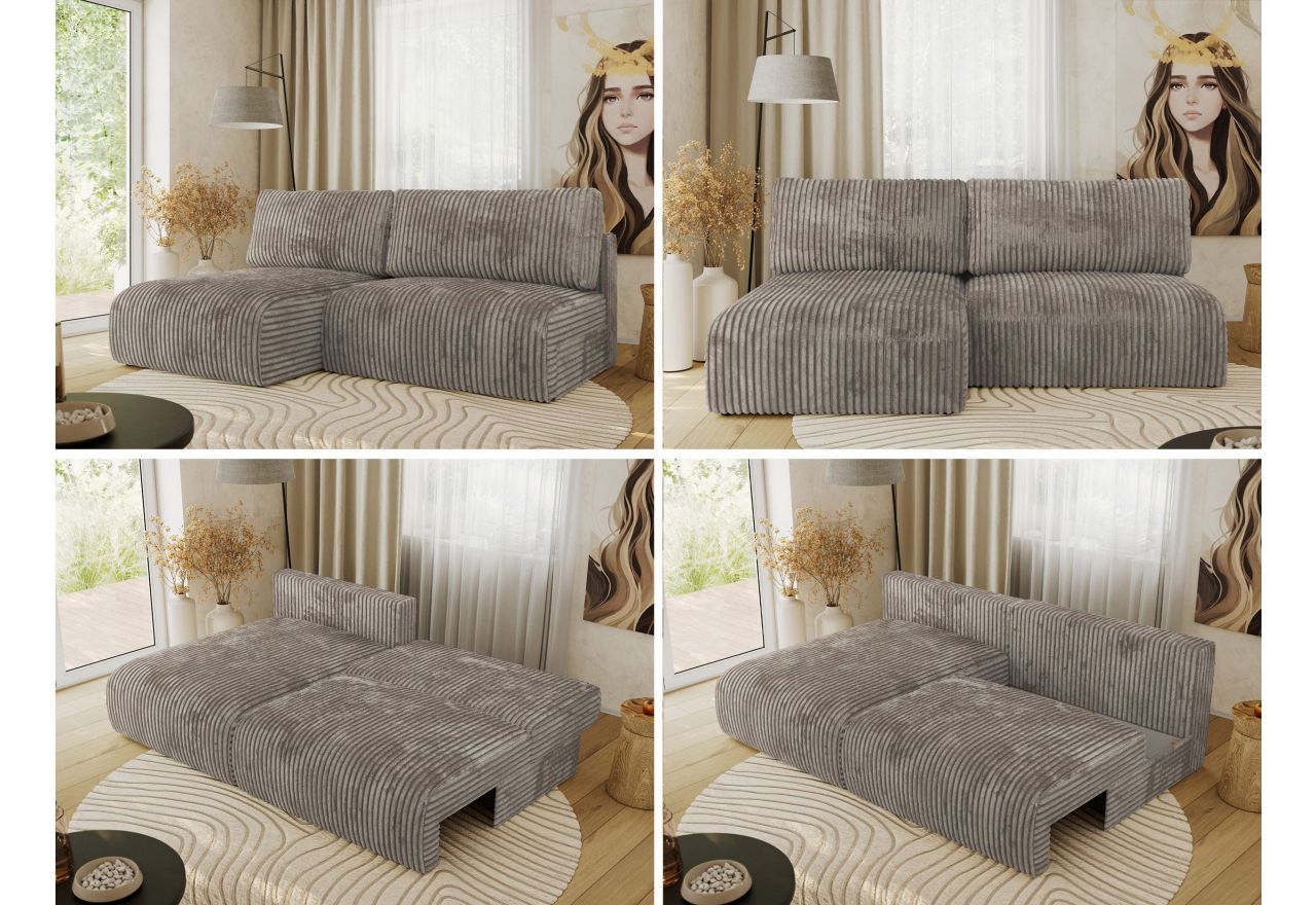 Narożnik VIVO L - strona lewa - jasnobrązowy, sztruks