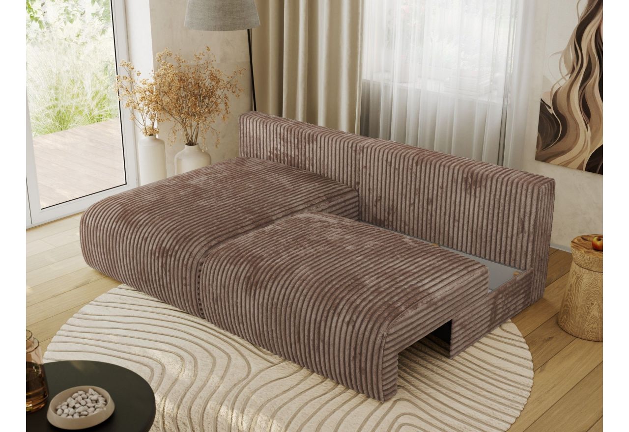 Narożnik VIVO L - strona lewa - brązowy, sztruks