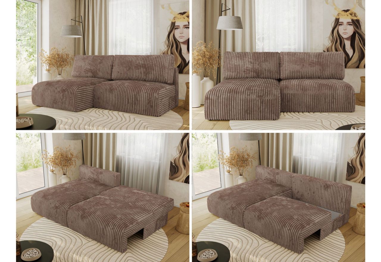 Narożnik VIVO L - strona lewa - brązowy, sztruks