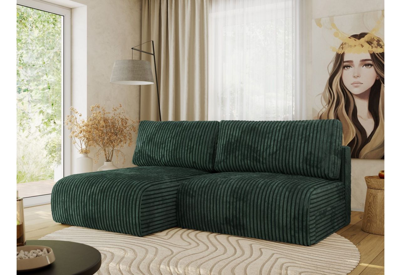 Narożnik VIVO L - strona lewa - zielony, sztruks